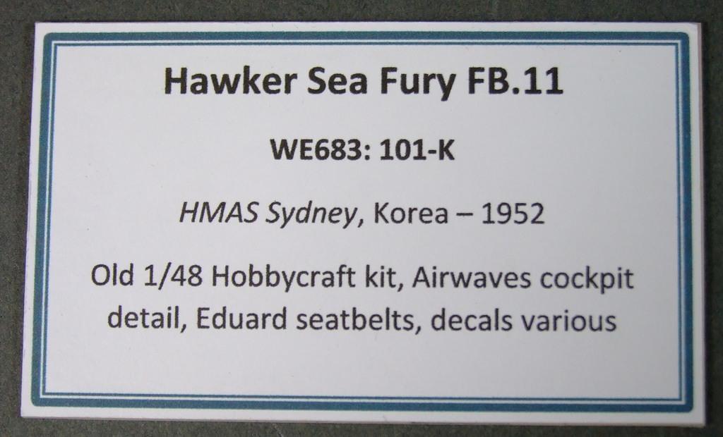 Hawker Sea Fury FB.11, RAN, HMAS Sydney, 1952, 1:48