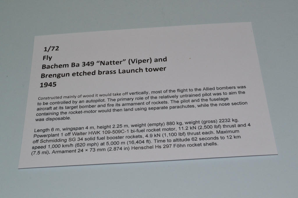 Bachem Ba 349 "Natter" (Viper) + Launch Tower