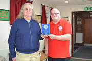 Tony Andrews receiving The Bob Downey Memorial Trophy for best artilce in IPMS magazine