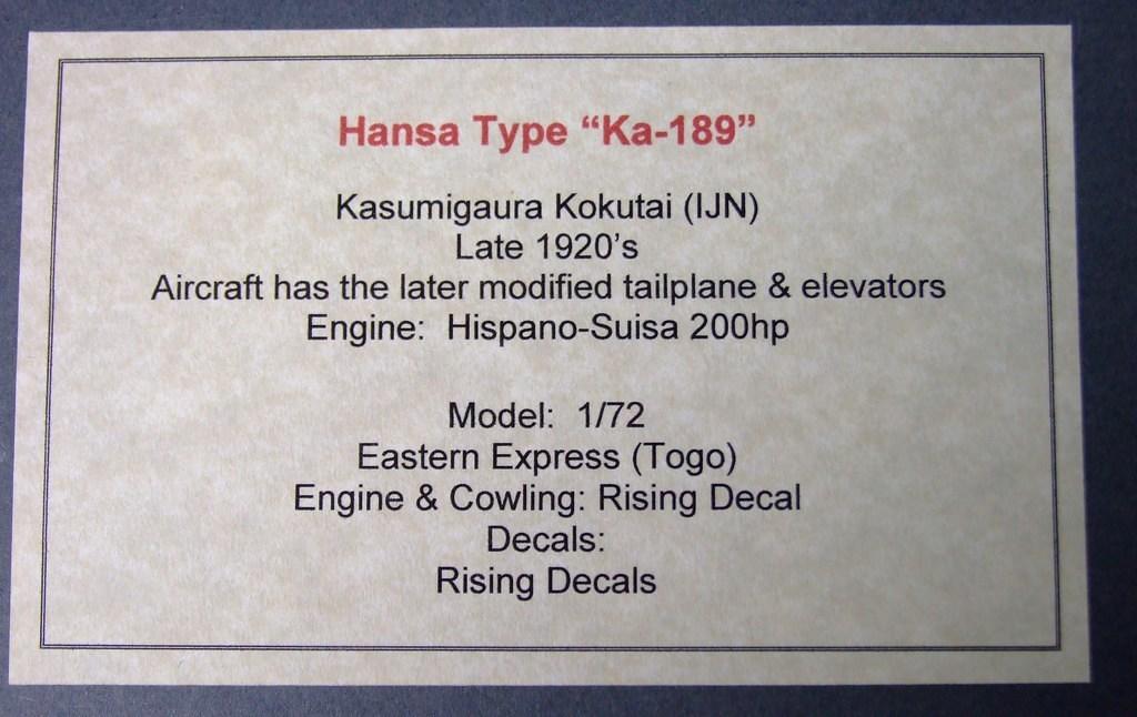 Hansa "Ka-189" 1:72