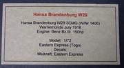 Hansa Brandenburg W29, 1:72